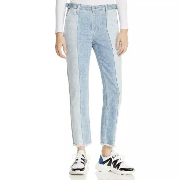 AG Adriano Goldschmied The Isabelle Panelled High Rise Straight Leg Jeans